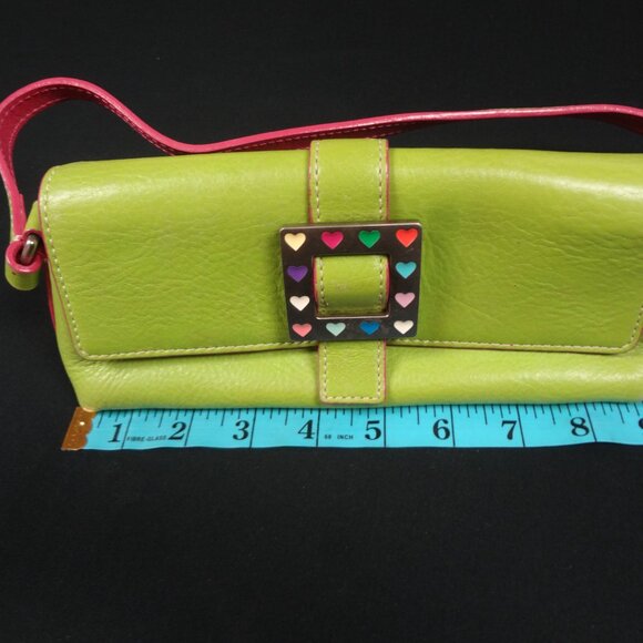 VINTAGE DOONEY & BOURKE LIME GREEN Y2K PURSE TOTE (PEN ON BACK C PICS) - Picture 13 of 15